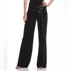 NWT Cinq a Sept Jessi Double Belt Wide Leg Pants Black Size 6 $395 MSRP